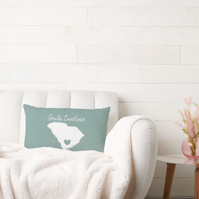 South Carolina Home State Karta Kärlek Heart Shape Lumbarkudde (Soffa)