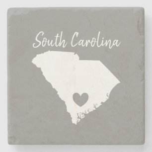 South Carolina Home State karta kärlek hjärta Stenunderlägg