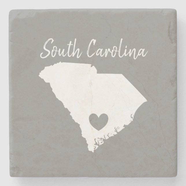 South Carolina Home State karta kärlek hjärta Stenunderlägg (Framsidan)