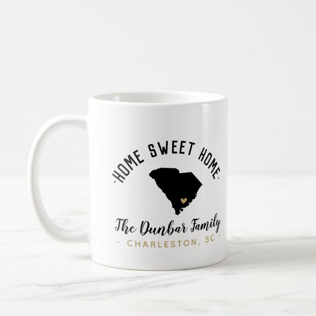 South Carolina Home Sweet Home Family Monogram Mug Kaffemugg (Vänster)