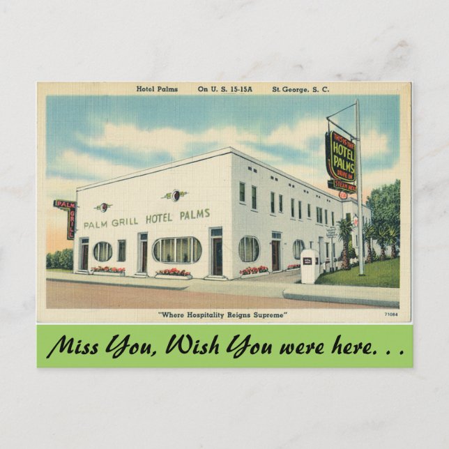 South Carolina, Hotel Handflatan, St. George Vykort (Framsida)
