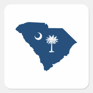 South Carolina i blått och vitt Fyrkantigt Klistermärke