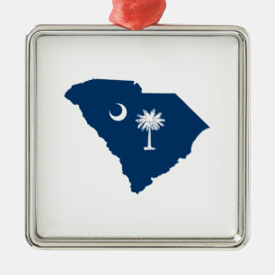 South Carolina i blått och vitt Julgransprydnad Metall