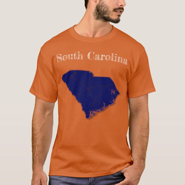 South Carolina Interstate [Navy Blue Design] T Shirt (Framsida)