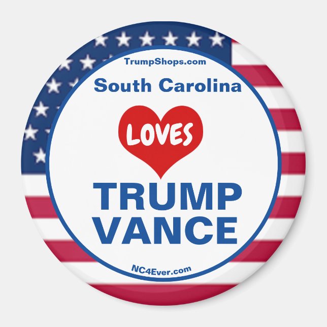 South Carolina KÄRLEK TRUMP VANCE patriotic Magnet (Framsidan)
