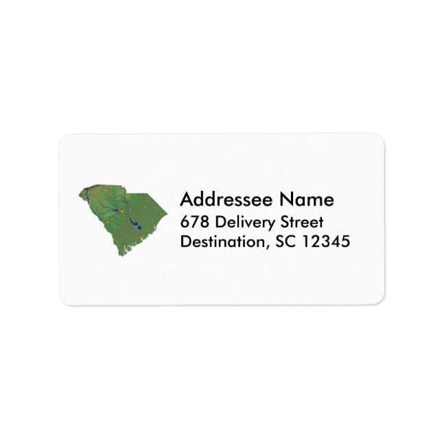 South Carolina Karta Address Label Adressetikett (Framsidan)