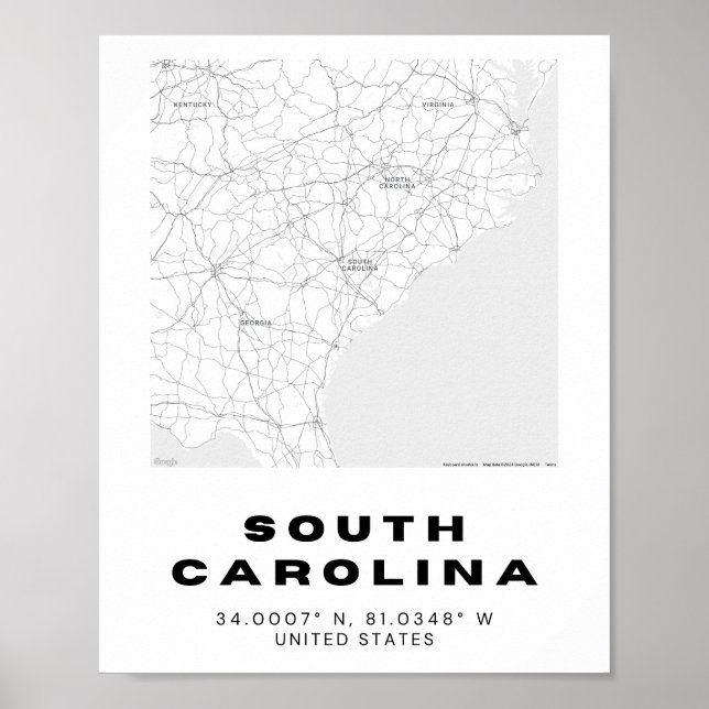 South Carolina Karta Design Poster (Framsidan)