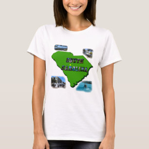 South Carolina Karta, Foton och text T Shirt
