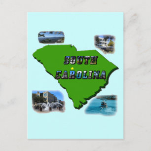 South Carolina Karta, Foton och text Vykort