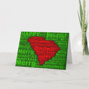 South Carolina Karta Ord Art-julkort Helgdag Helgkort