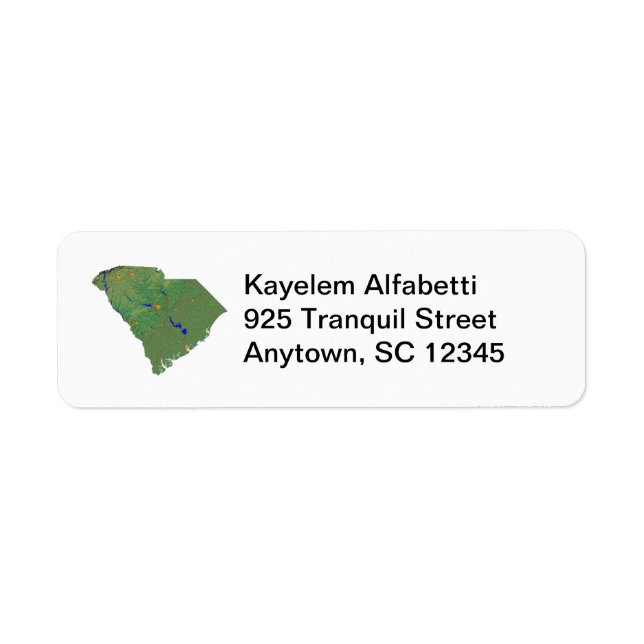 South Carolina Karta Return Address Label Returadress Etikett (Framsidan)