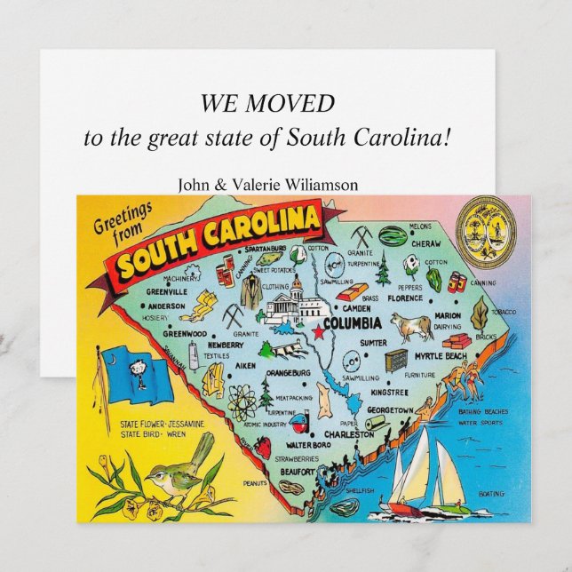 South Carolina Kartannons för Flytt (Fram/baksida)