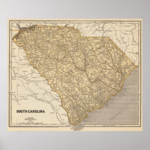 South Carolina kartbokkarta Poster