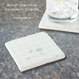 South Carolina med måne och palm anpassad Stenunderlägg