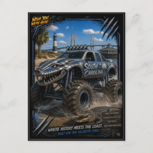 South Carolina Monster Truck Terräng Konst Vykort