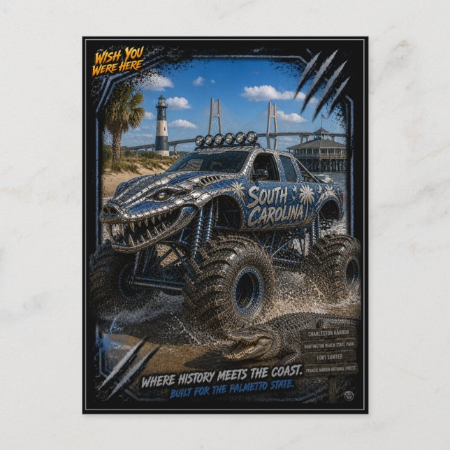 South Carolina Monster Truck Terräng Konst Vykort (Framsida)