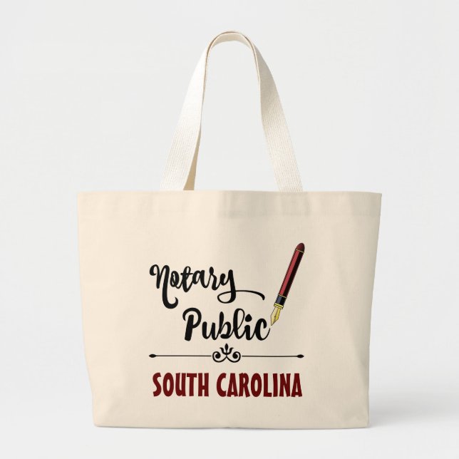 South Carolina Notary Public Bläck Pen Jumbo Tygkasse (Framsidan)