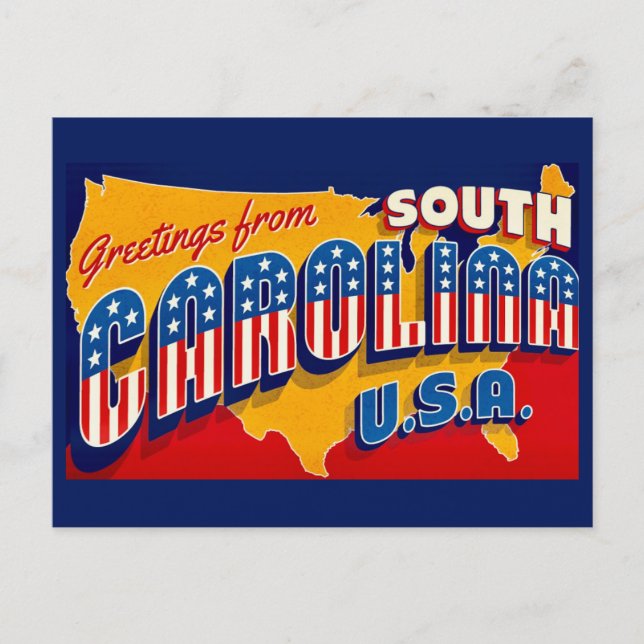 South Carolina Patriotic Greeting Postcard Vykort (Framsida)