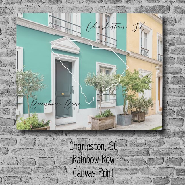 South Carolina Rainbow Row Personlized Canvas (A special piece of Charelston, SC on your walls. The canvas has a colorful picture of Rainbow Row.  )