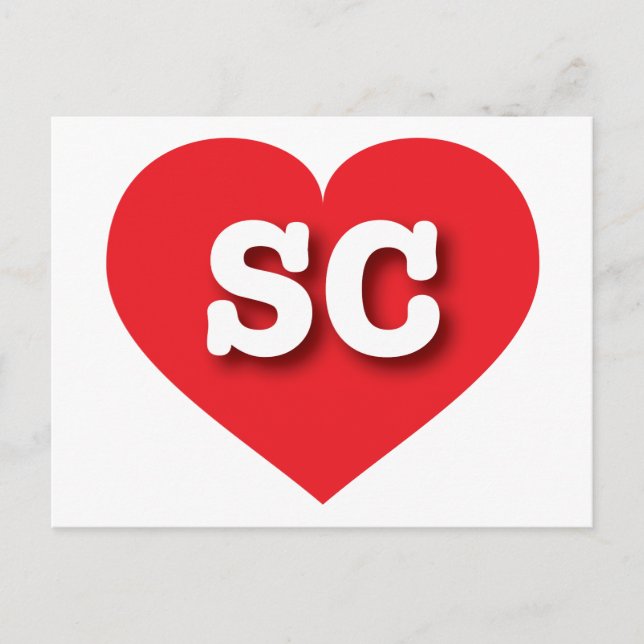 South Carolina Red Heart - I kärlek SC Vykort (Framsida)