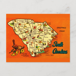South Carolina Retro Orange vykort