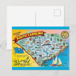 South Carolina Retro-vykort Vykort