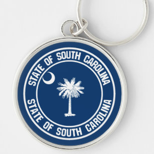 South Carolina Round Emblem Rund Silverfärgad Nyckelring