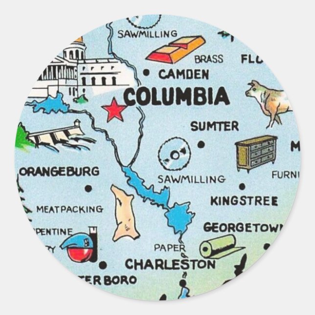 South Carolina  Runt Klistermärke (Framsida)