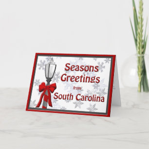 South Carolina Säsonhälsningar Lamp Snowflake Helgkort
