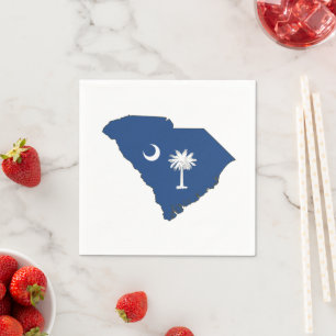 South Carolina Shaped Statlig flagga Carolinian Pa Pappersservett