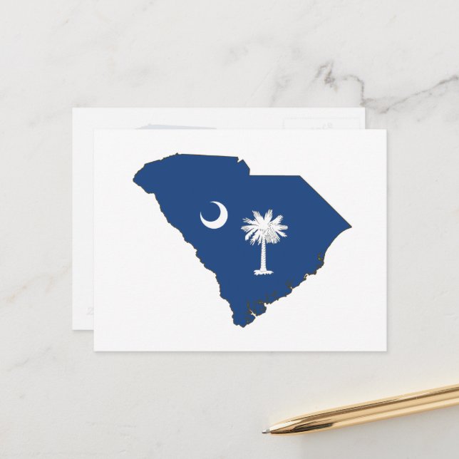 South Carolina Silhouette Karta Shaped Statlig fla Vykort (Fram/Back In Situ)