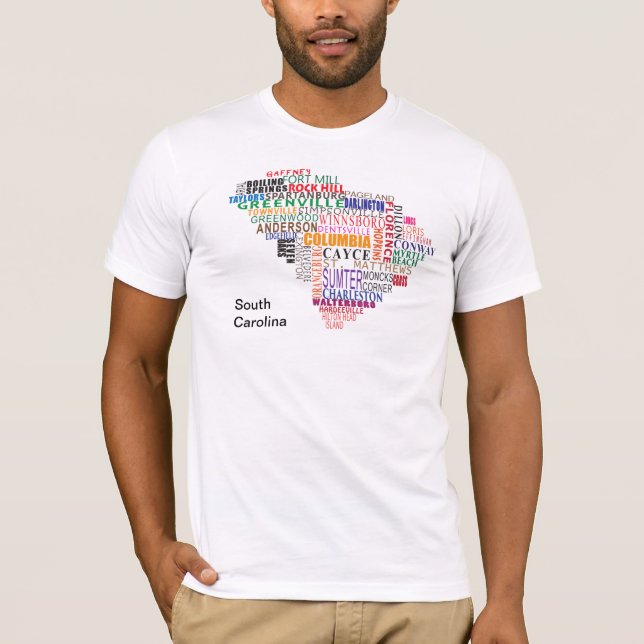 South Carolina stadskarta Tee Shirt (Framsida)