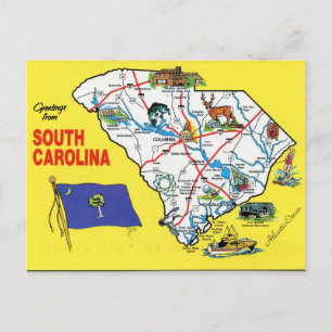 South Carolina State Karta vycard Vykort