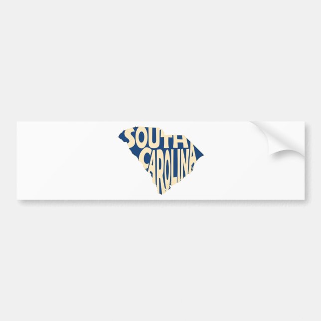South Carolina State Namn Ord Art Gult Bildekal (Framsidan)