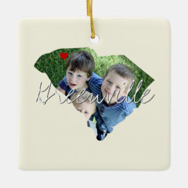 South Carolina State Photo infoga och City namn Julgransprydnad Keramik