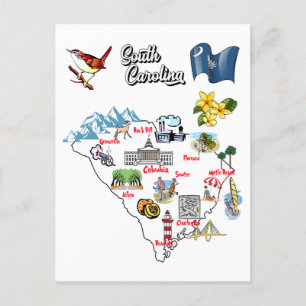 South Carolina-staten i USA, större städer Vykort