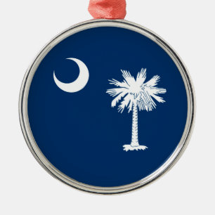 South Carolina Statlig flagga Blue Julgransprydnad Metall