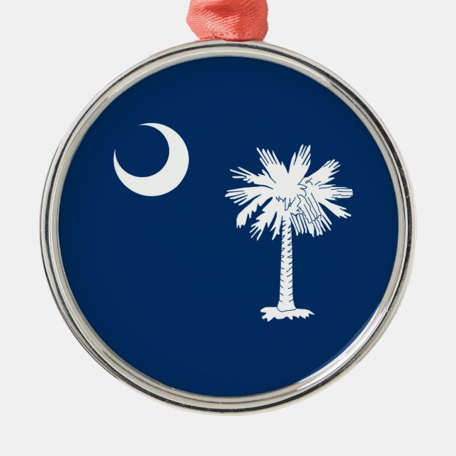 South Carolina Statlig flagga Blue Julgransprydnad Metall (Framsidan)
