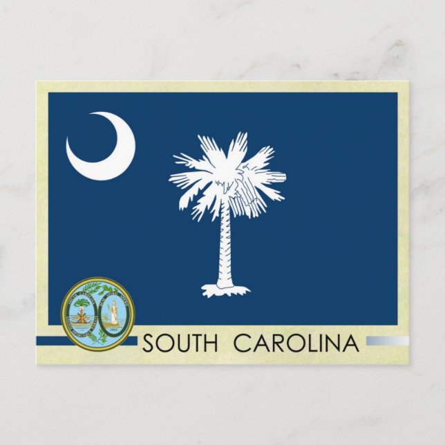 South Carolina Statlig flagga och Seal Vykort (Framsida)