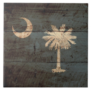 South Carolina statlig flagga på gammalt Wood kor Kakelplatta