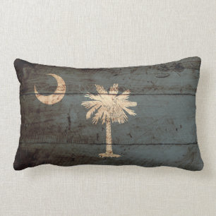 South Carolina statlig flagga på gammalt Wood kor Lumbarkudde