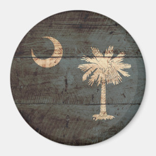 South Carolina statlig flagga på gammalt Wood kor Magnet