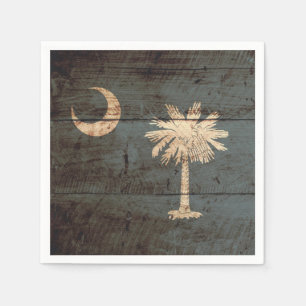 South Carolina statlig flagga på gammalt Wood kor Pappersservett