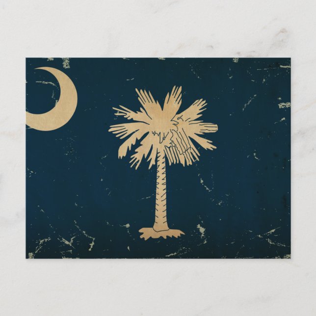 South Carolina Statlig flagga VINTAGE.png Vykort (Framsida)