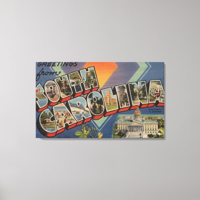 South Carolina (statligt kapital/blomma) Canvastryck (Framsida)