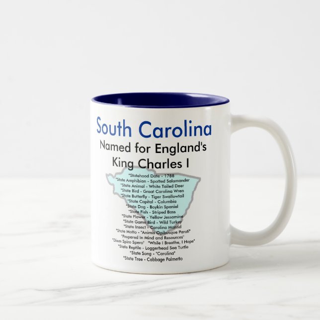 South Carolina symboler & karta Två-Tonad Mugg (Höger)