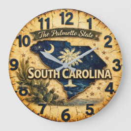 South Carolina The Palmetto State Vintage Map Stor Klocka