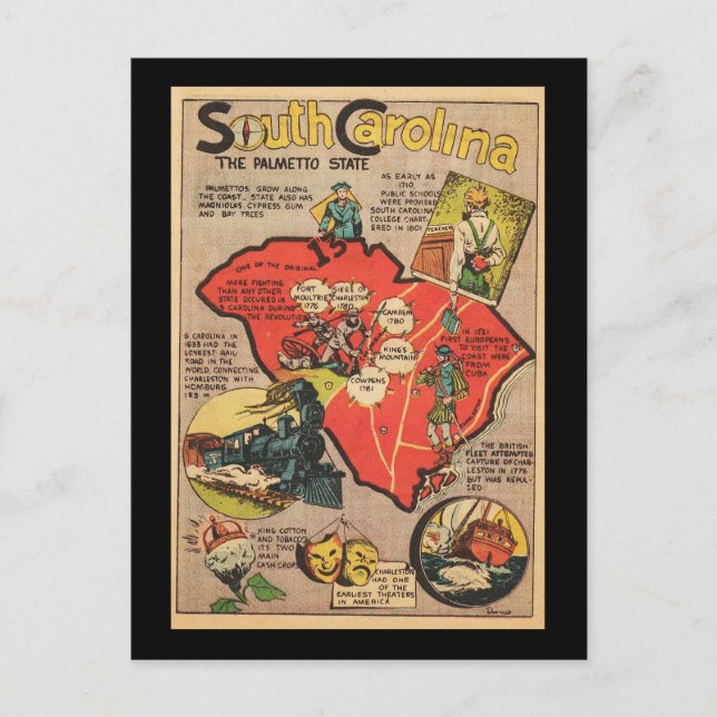 South Carolina the Palmetto State Vykort (Framsida)