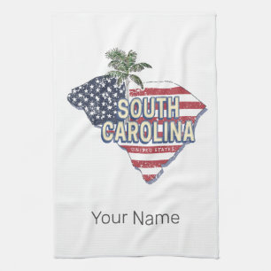South Carolina United Stater Retro Karta Vintage U Kökshandduk