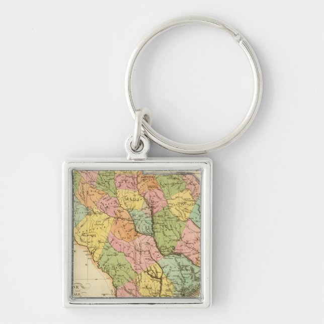 South Carolina US Fyrkantig Silverfärgad Nyckelring (Framsidan)